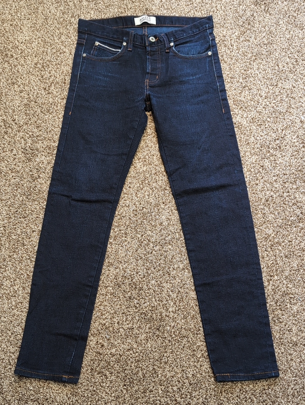 Naked And Famous Super Guy Premium Selvedge Skinny Jeans Stretchy Size 31x31